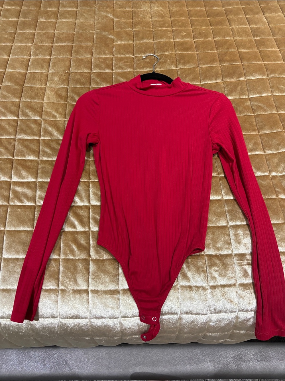 Target Red Ribbed Long Sleeve Mock Neck Bodysuit